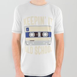 Keepin' It Old School Cassette Tape Retro All Over Graphic Tee