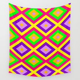 Happy Colors Seamless Diamond Pattern Wall Tapestry