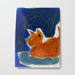 Socca Ginger Cat Art Metal Print