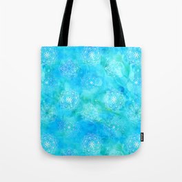 Watercolor Mandala Pattern - Aqua Blue Tote Bag