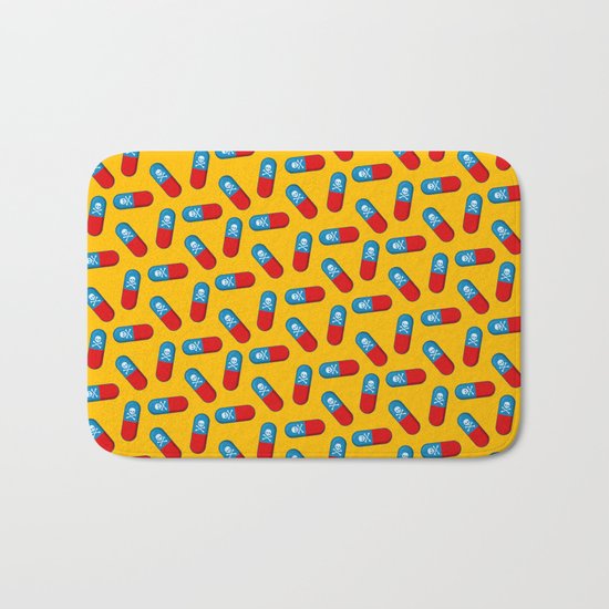 Deadly but Colorful. Pills Pattern Bath Mat