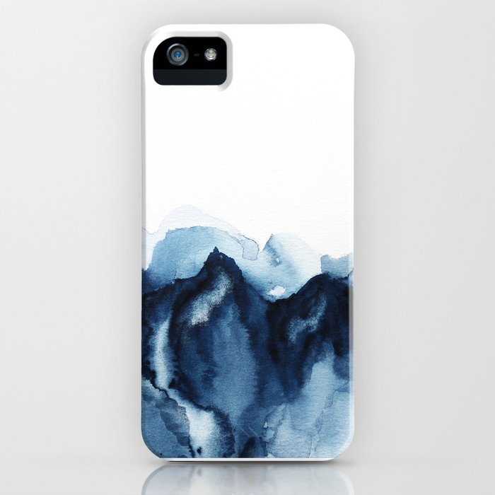 abstract indigo mountains iphone case