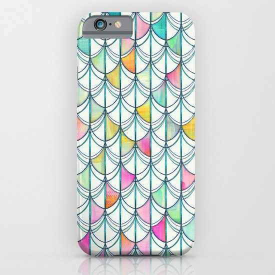 Pencil & Paint Fish Scale Cutout Pattern - white, teal, yellow & pink iPhone & iPod Case
