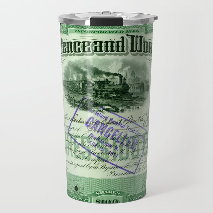 1909 Providence and Worcester Railroad Company Stock Share Certificate, issued August 12, 1909 Travel Mug