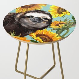 Sloth with Sunflowers Side Table