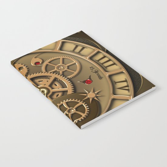 Steampunk clock gold Notebook