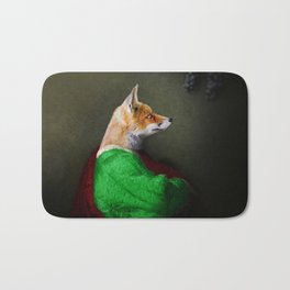 Portrait of the Fox and the Grapes Bath Mat | Digital, Grapes, Family Friends Bff, Fox, Gift Guide Ideas, Medieval, Fur, Velvet, Fables, Cute 