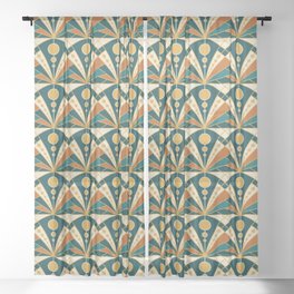 Art Deco (Green, rusty and gold) Sheer Curtain
