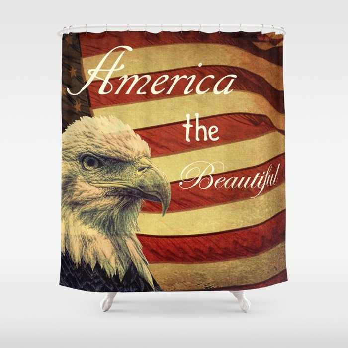 America the Beautiful Rustic Flag A109 Shower Curtain