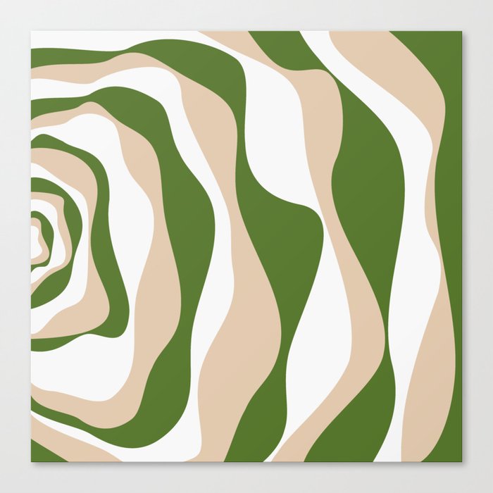 Ebb and Flow 4 - White, Sand and Palm Green Canvas Print