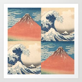 Mix of Hokusai 3 : Fuji and wave Art Print