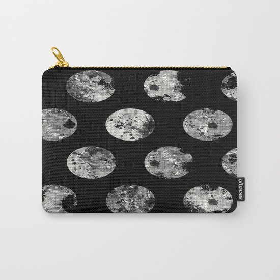 Lunar Pattern - Abstract Black And White Moon Pattern Carry-All Pouch