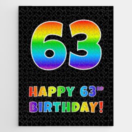 [ Thumbnail: HAPPY 63RD BIRTHDAY - Multicolored Rainbow Spectrum Gradient Jigsaw Puzzle ]