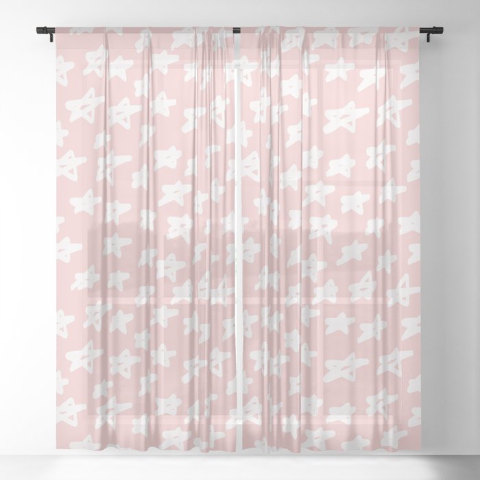 Stars On Pink Background Sheer Curtain By Lavieclaire Society6