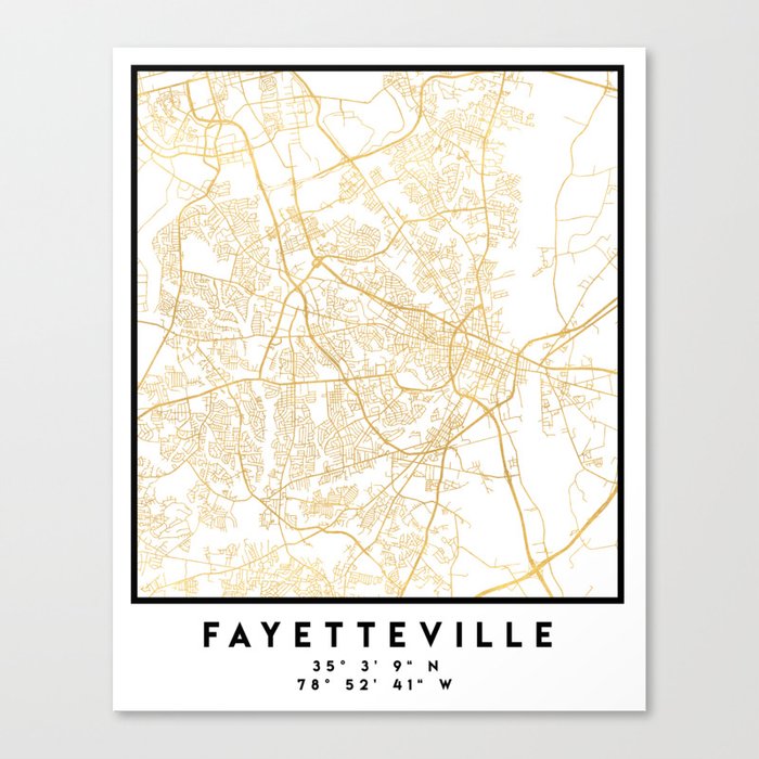 FAYETTEVILLE NORTH CAROLINA CITY STREET MAP ART Canvas Print by