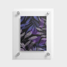 Night in the Garden - periwinkle, gray, blue, purple, watercolor plants, leaves, digital painting Floating Acrylic Print