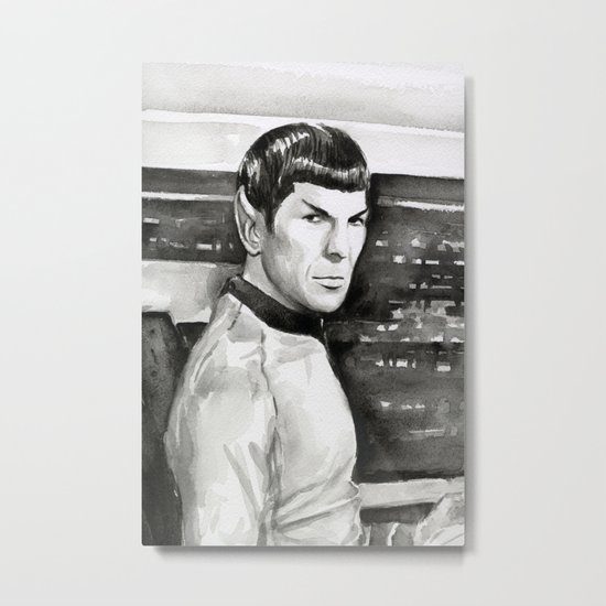 Spock Leonard Nimoy Portrait Sci-fi Geek Painting Metal Print