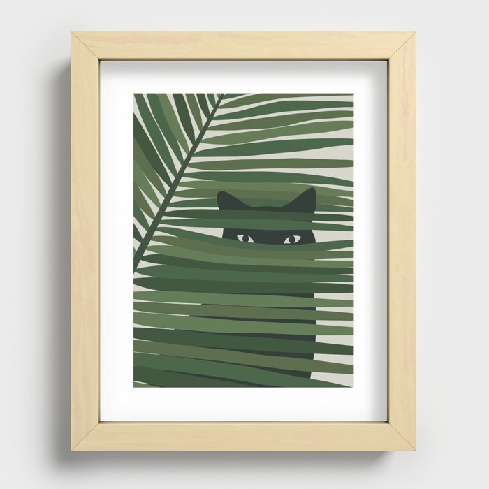 Cat and Plant 53 Recessed Framed Print