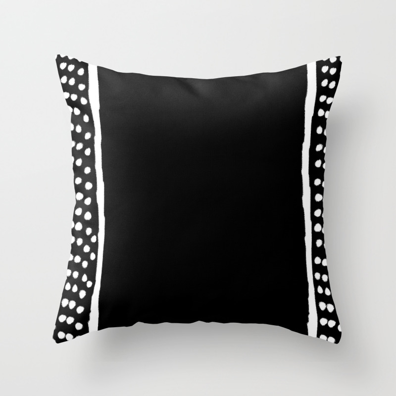 Dots Between Two Lines Black Serie Boho Throw Pillow By