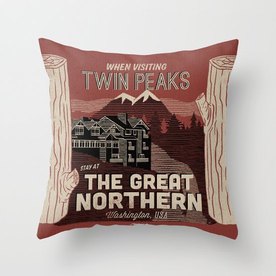the Great Northern Hotel (Faux Canvas - rust) Throw Pillow