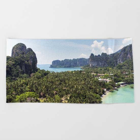 Railay Bay - Rai Leh Beach, Krabi Thailand - Tropical Paradise Beach Towel