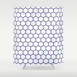 Honeycomb (Navy Blue & White Pattern) Shower Curtain