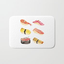 Sushi Love Bath Mat | Painting, Sushi, Roll, Maguro, Salmon, Temaki, Cute, Nigiri, Roe, Japanese 