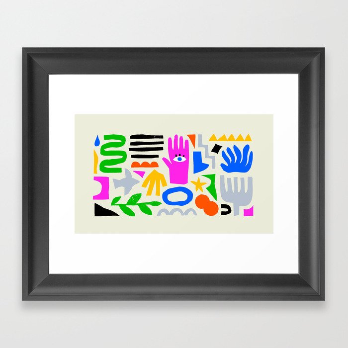 Colorful abstract collage shape art print Framed Art Print