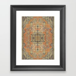 Vintage Woven Coral and Blue Kilim Framed Art Print