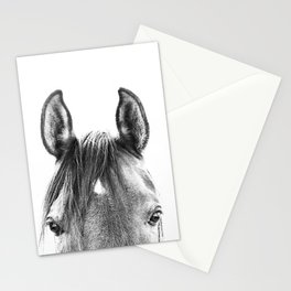 peekaboo horse, bw horse print, horse photo, equestrian print, equestrian photo, equestrian decor Stationery Card
