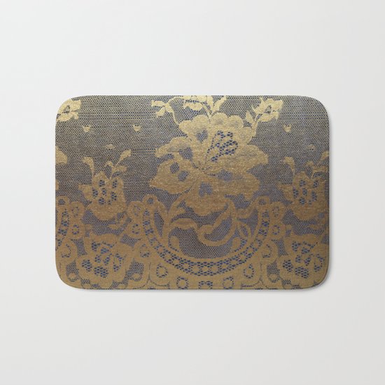 Blue Lace Velvet Bath Mat