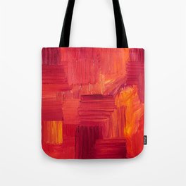 Fiery, Vibrant Oil Painting. Passionate Bright Red and Orange Abstract Art.  Tote Bag