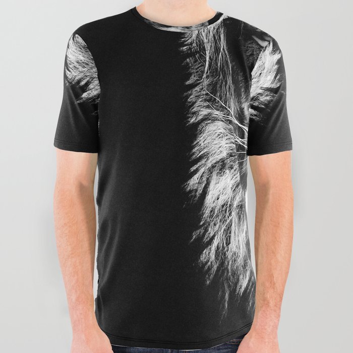 Hipster Lion Black All Over Graphic Tee