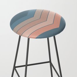 V - Nude Minimalistic Colorful Retro Stripe Art Pattern on Blue Bar Stool