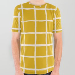 Yellow Checkered Grid All Over Graphic Tee