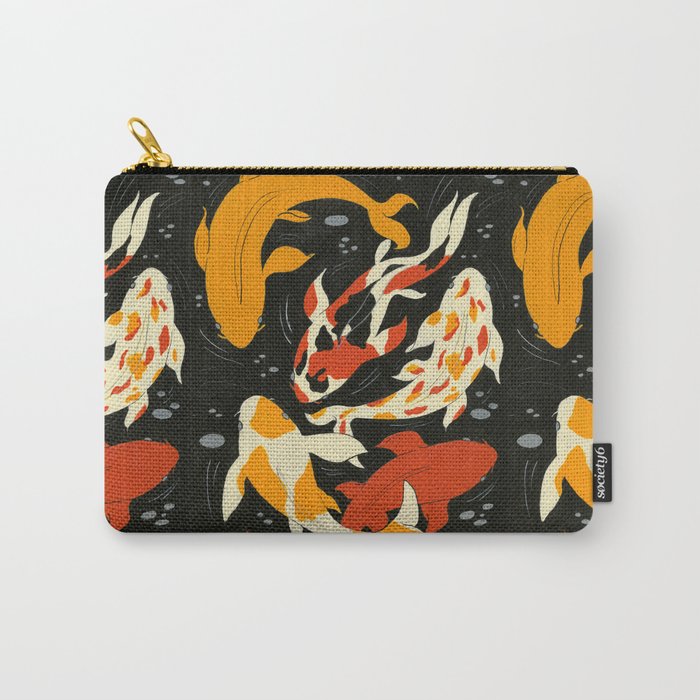 Koi in Black Water Carry-All Pouch
