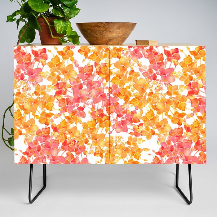 Red and Orange Blooms Credenza
