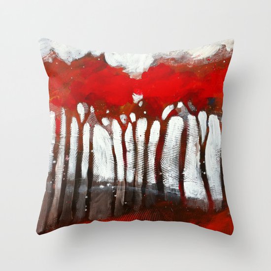 Red trees Throw Pillow