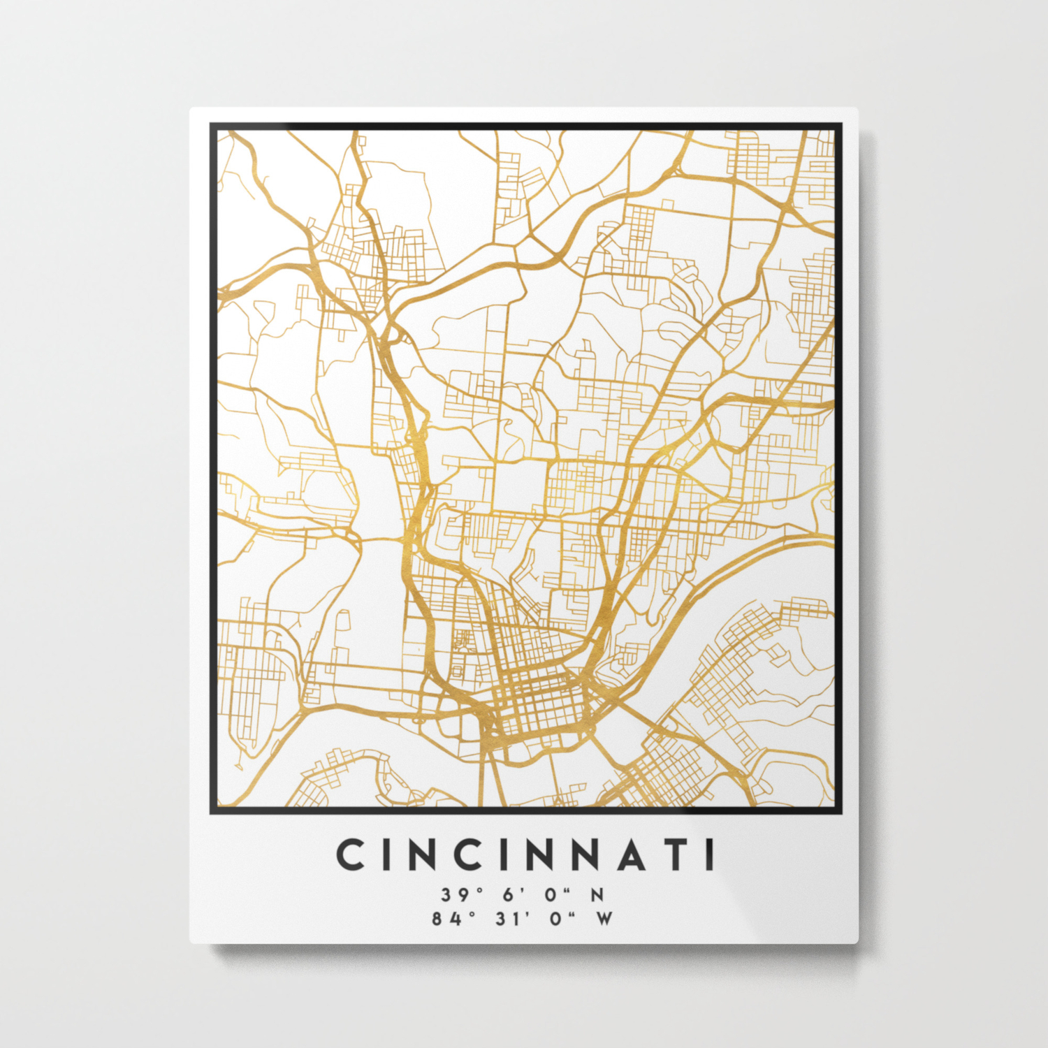 Cincinnati Ohio City Street Map Art Metal Print By Deificusart Society6