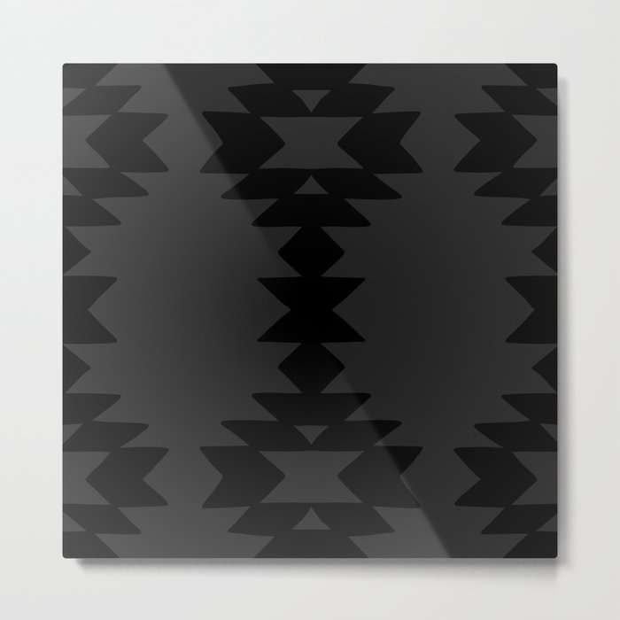 Geometric Southwestern Minimalist Pattern Matte Black Metal Print
