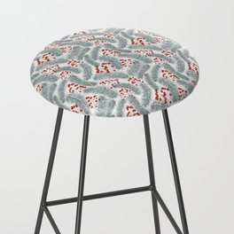 Pine branches and red berries on white Bar Stool