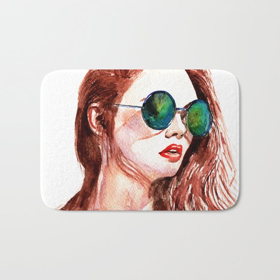 Attitude -watercolor portrait Bath Mat