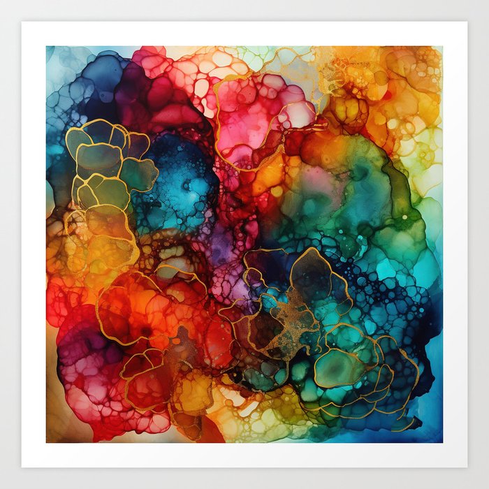 Colorful Alcohol Ink 06 Art Print