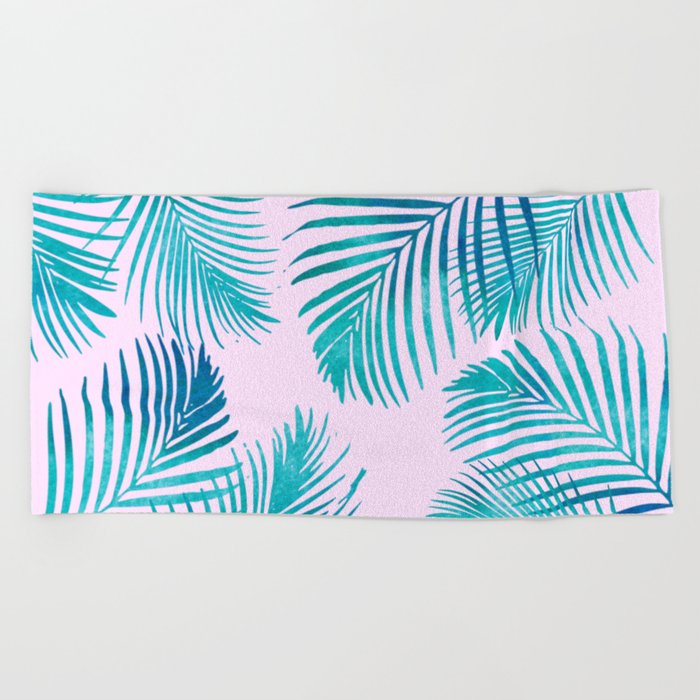 Palm Leaves On Pink Beach Towel By Naturemagick Society6 Palm Leaves On Pink Beach Towel