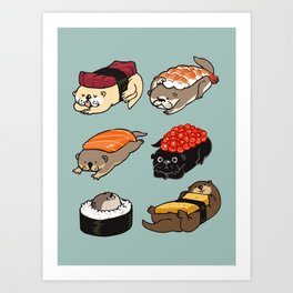 Sushi Otter Art Print