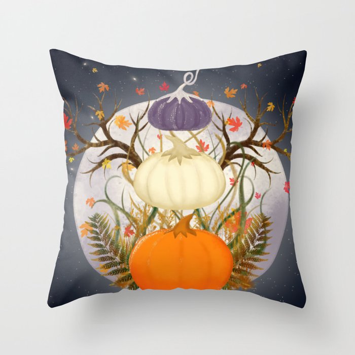Floating Frosted Pumpkins Throw Pillow