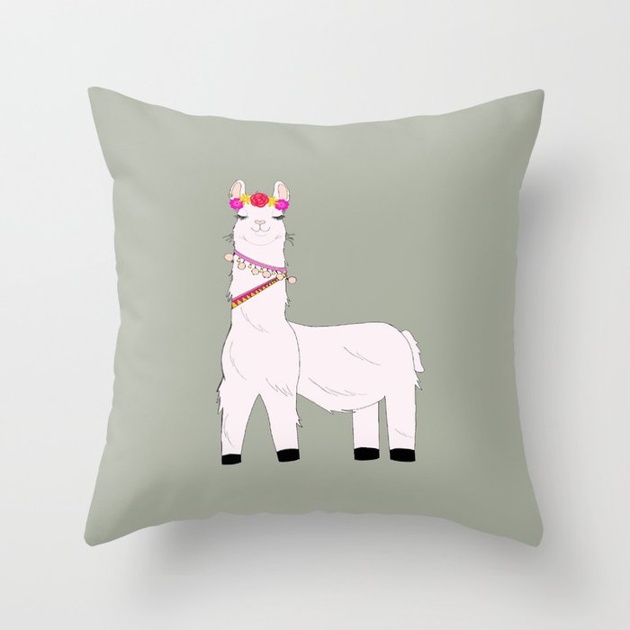 Single Llama Throw Pillow by totalartitude Society6