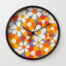 Retro 1960's Summer Daisy Flowers Wall Clock
