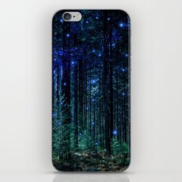 Magical Woodland iPhone Skin | Trees, Woods, Home, Blue, Stars, Glow, Cool, Christmas, Decor, Glowing 