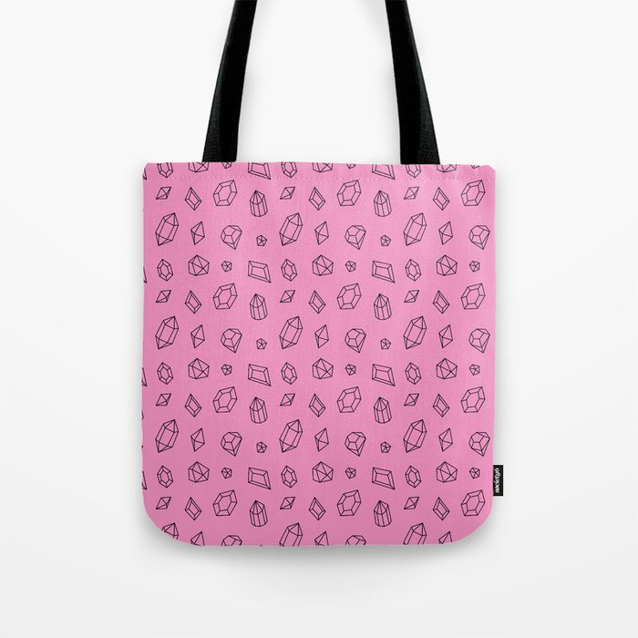 Pink and Black Gems Pattern Tote Bag